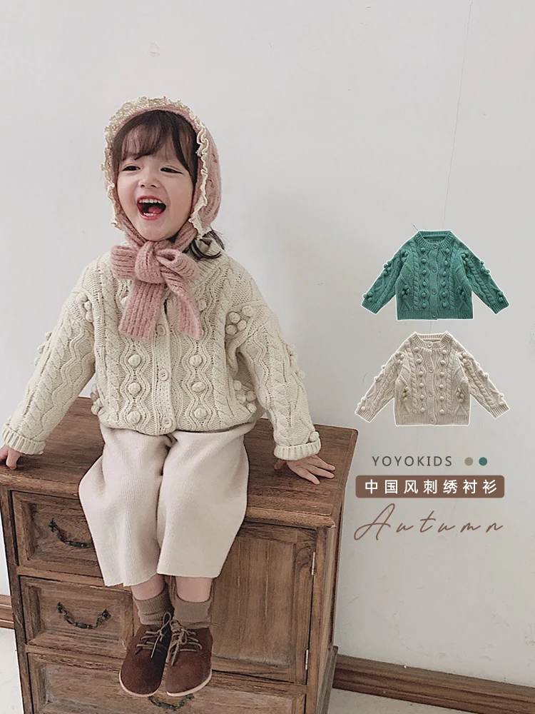 

2019 Children Autumn and Winter Cardigan Sweater Girl Pattern Long Sleeve Top