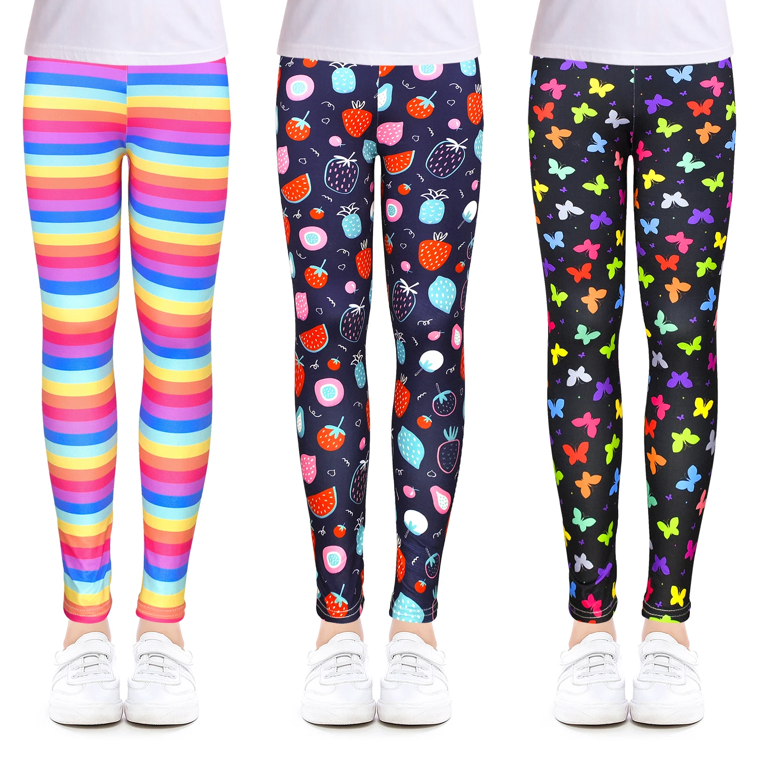 Leggings elásticos con estampado de flores para niñas, ropa para niñas de 4 a 14 años, nueva