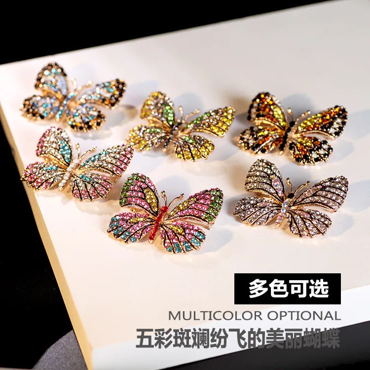

Crystal Butterfly Brooch Color Crystal Corsage Brooch Customizable M8