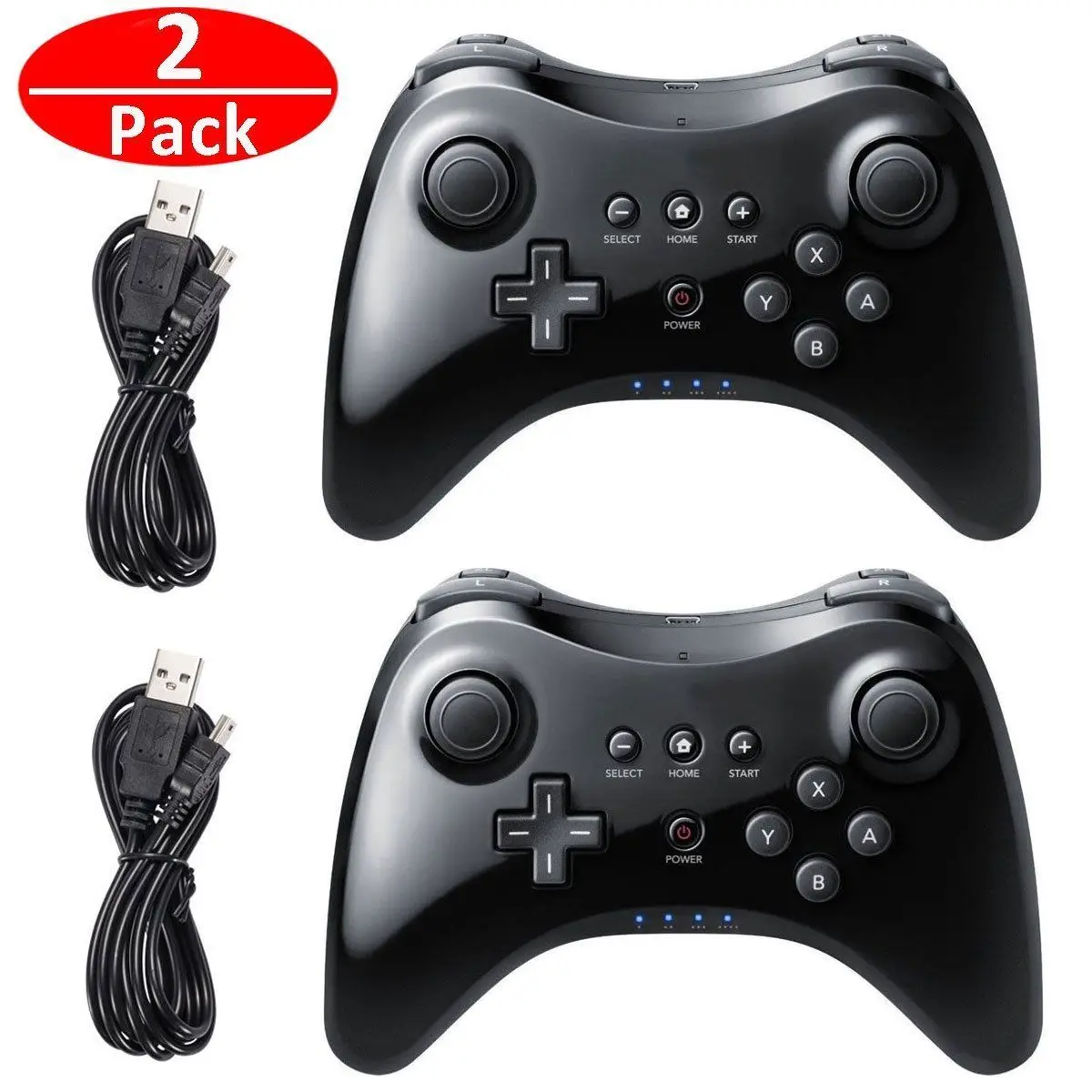 2PCS For Nintend wii u pro controller Wireless Classic controller Joysticks Gamepad for Nintend wii U Pro with USB Game Cable 