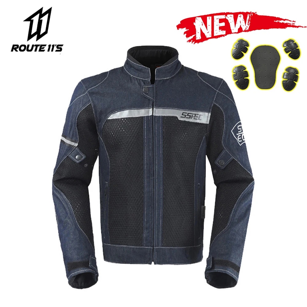 

SSPEC Motorcycle Jacket Denim Jacket Moto Jacket Mesh Motocross off-road Motorbiker Racing Riding Jackets Moto Protection Men
