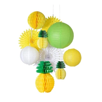 

Promotion! Pineapple Honeycomb Centerpieces Paper Pineapple Paper Fan Table Decoration Hawaiian Luau Party Supplies