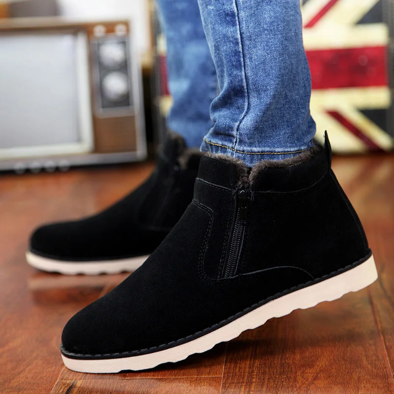 Men Boots Men Winter Shoes Plus Size 37-47 Warm Ankle Botas Hombre For Leather Winter Boots Shoes Men Plush Winter Sneakers Mens