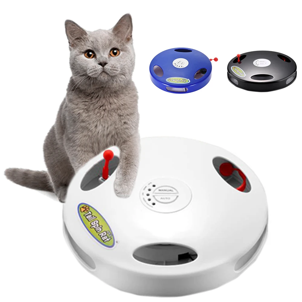 

New Funny Interactive Cats Toy Electric Cat Tail Spin Rat 5 Action Modes Auto Manua Hunt Chasing Robotic Mouse Tail Pet Toy Kedi