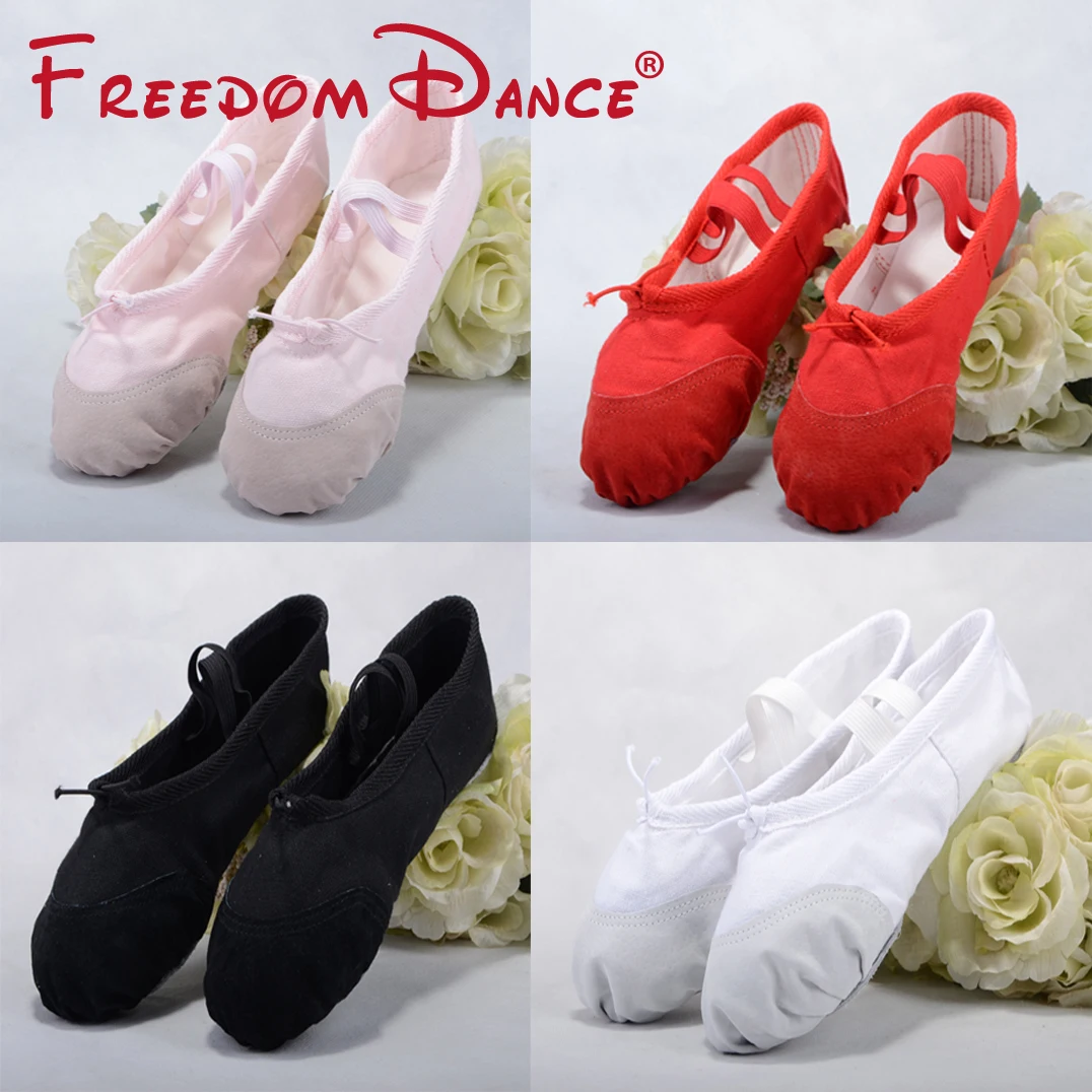 Dziewczyny kobiety płócienne baleriny miękkie taniec baletowy buty Split Outsoles
