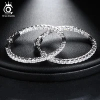 ORSA JEWELS 35mm Big Size Women Hoop Earrings Full Zircon 35 MM Circle Earrings Trendy Delicate Lady Luxury Party Jewelry OE137 1
