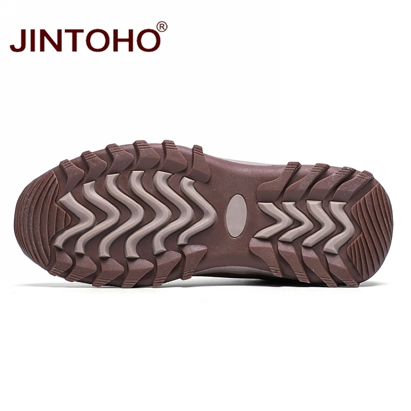 JINTOHO/зимние ботинки унисекс; модная мужская зимняя обувь; повседневные мужские Ботильоны; мужские кожаные зимние ботинки; рабочие ботинки