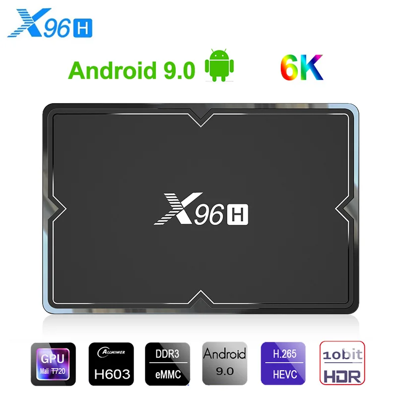 X96H Android tv box H603 четырехъядерный Смарт ТВ приставка 4 ГБ 32 ГБ/64 ГБ Android 9,0 2,4G/5G Wifi медиаплеер USB 3,0 2 Гб 16 Гб телеприставка