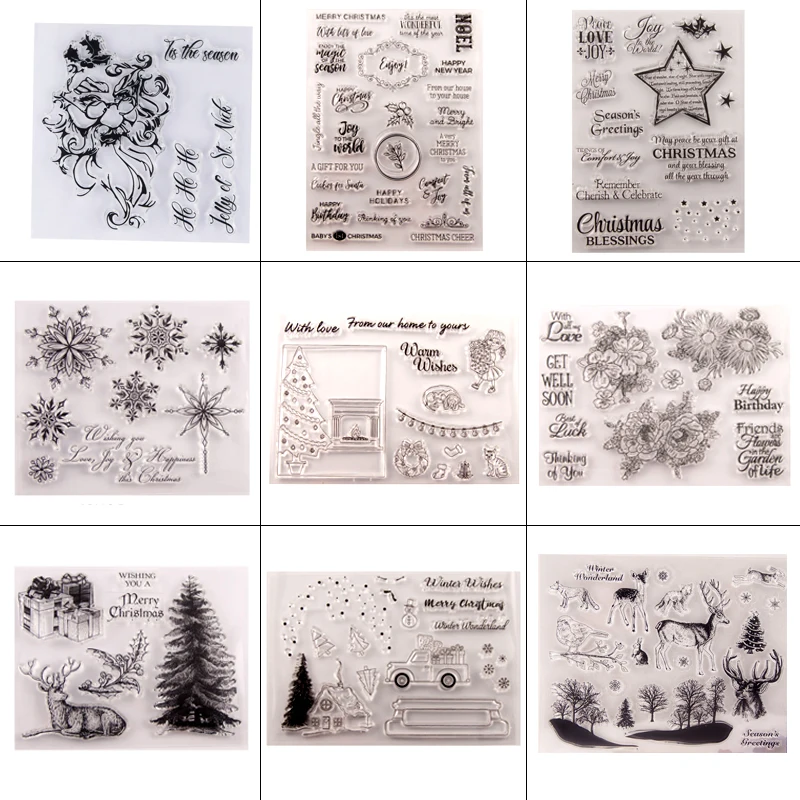 

Christmas Stamps Forest tree clear stamp snowflake deer rubber silicone stamps seal for DIY scrapbooking paper card making