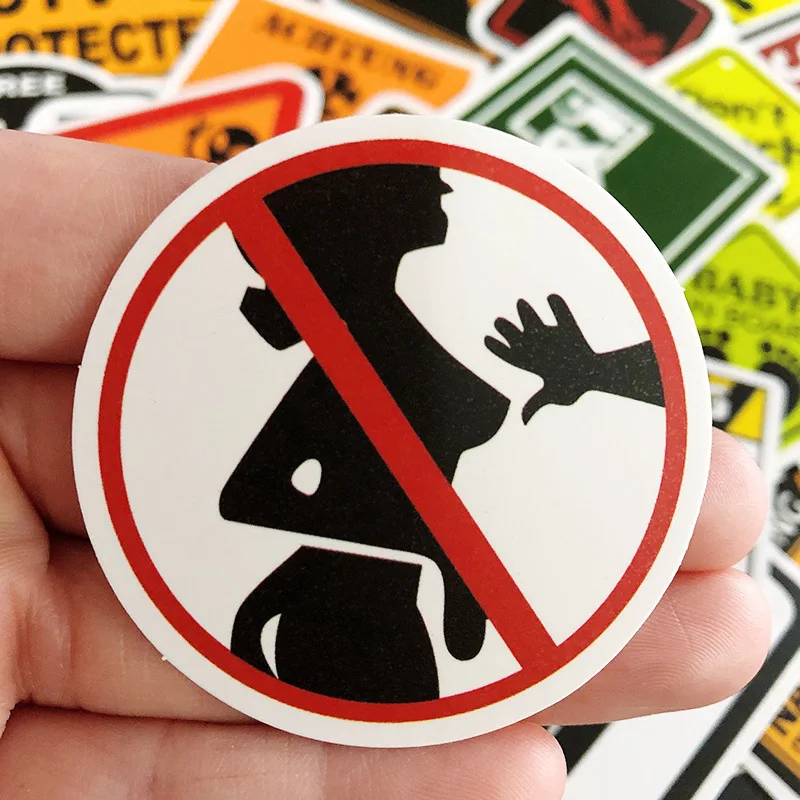 

50 PCS Warning Stickers Danger Banning Signs Reminder Waterproof Decal Sticker to DIY Laptop Motorcycle Luggage Snowboard Car