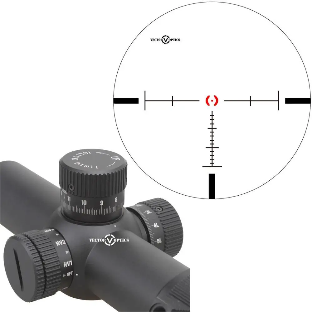 Vector Optics 1-8x 26MM Riflescope 1-8X26 FFP Scope with First Focal Plane Red & Night Vision Illuminated VTC-1Reticle 35mm