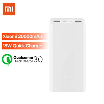 

Xiaomi Mi Power Bank 3 Portable 20000mAh External Backup Power Station Large Capacity Quick Charge Dual Input Output 18W Two-way