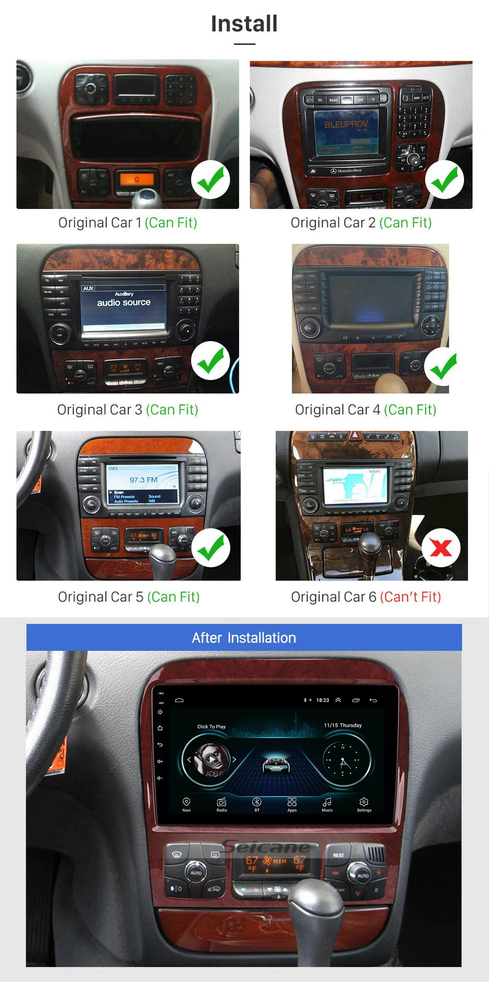 Seicane 2Din автомобильный мультимедийный плеер gps 9 дюймов для 1998-2005 Mercedes Benz S Class W220 S280 S320 S350 S400 S430 S500 S600 S55 AMG