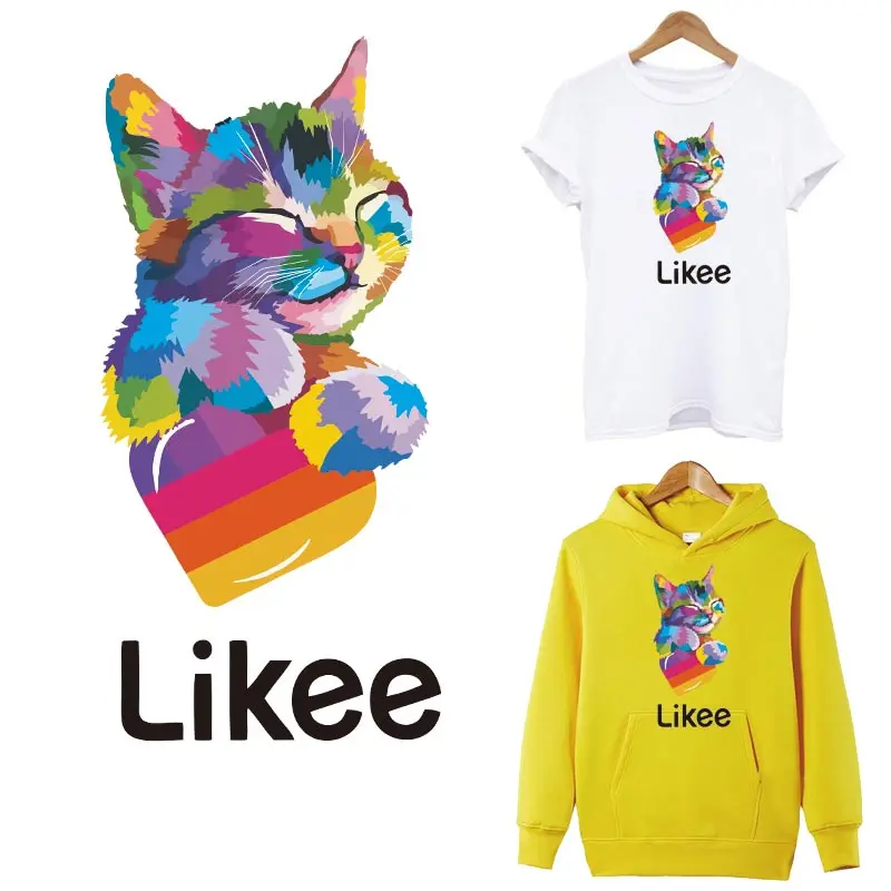 Цветные термоклейкие нашивки Кот сделай сам моющиеся термоклеящиеся наклейки на