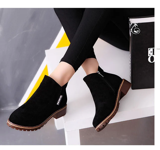 Женские ботинки г., ботинки Осень-зима женская обувь брендовые женские ботильоны обувь на каблуке женские замшевые кожаные ботинки
