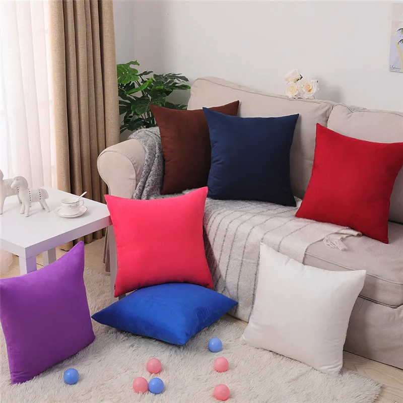 

Fashion Pillowcase Custom Suede Pure Color Throw Pillow Chair Cushion For Sofa Home Decor 45x45cm Wholesale 40/50/55/60/70 Gift