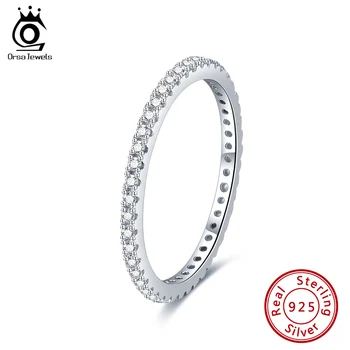 

ORSA JEWELS Classical Real 925 Women Wedding Finger Rings with Full Zircon Paved Jewelry Engement Party Gift Wholesale OSR224