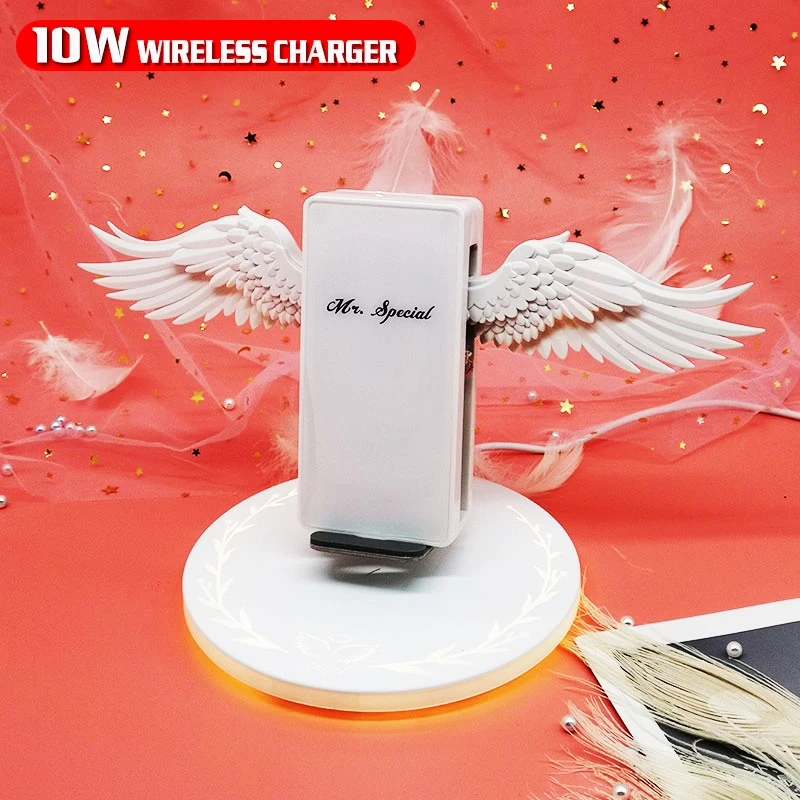 

2019 Hot Sale 10w Wireless Charger Angel Wing Mobile Phone Android for Apple Usb Fast Charging for Iphone Xr Huawei for Samsung