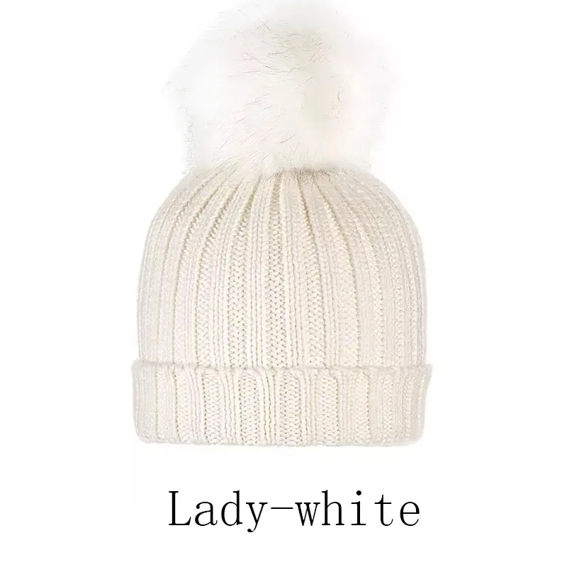 NEW Xiaomi Qimian Wool-Blend Knit Hat Simple and Versatile Natural Wool Fine Weaving Detachable Hair Ball For Winter - Цвет: Lady-White