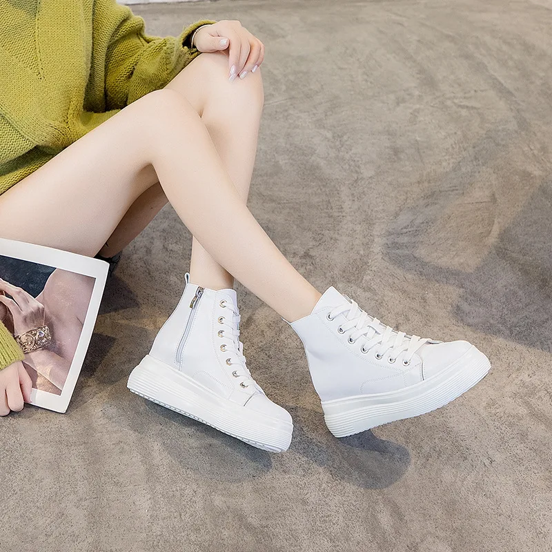 

white platform ankle boots for women botas blancas mujer booties winter shoes woman short plush round toe zipper schoenen TSDFC