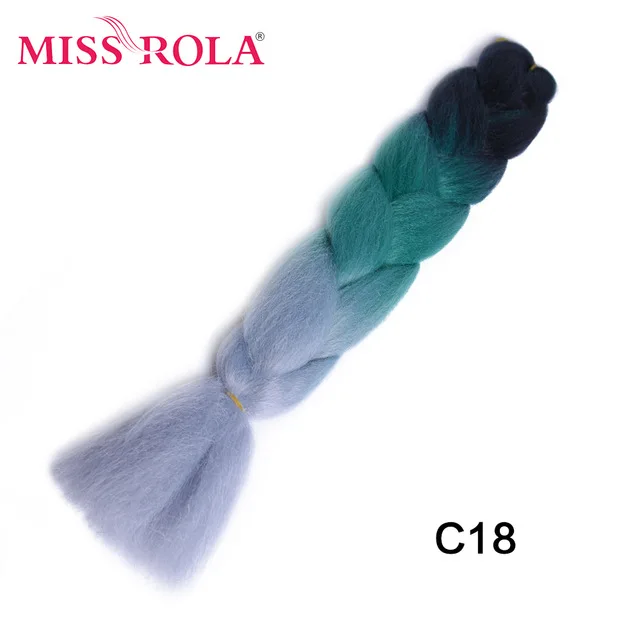 Miss Rola Synthetic Support Wholesale 100g 24 Inch Jumbo BraidsPink Green Yellow High Temperature Fiber Ombre Hair Extensions C18