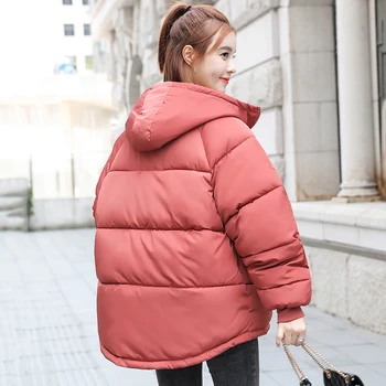 

new Korean Style 2020 Winter Jacket Women Stand Collar Solid Female Down Coat Loose Oversized Womens Short Parka H44