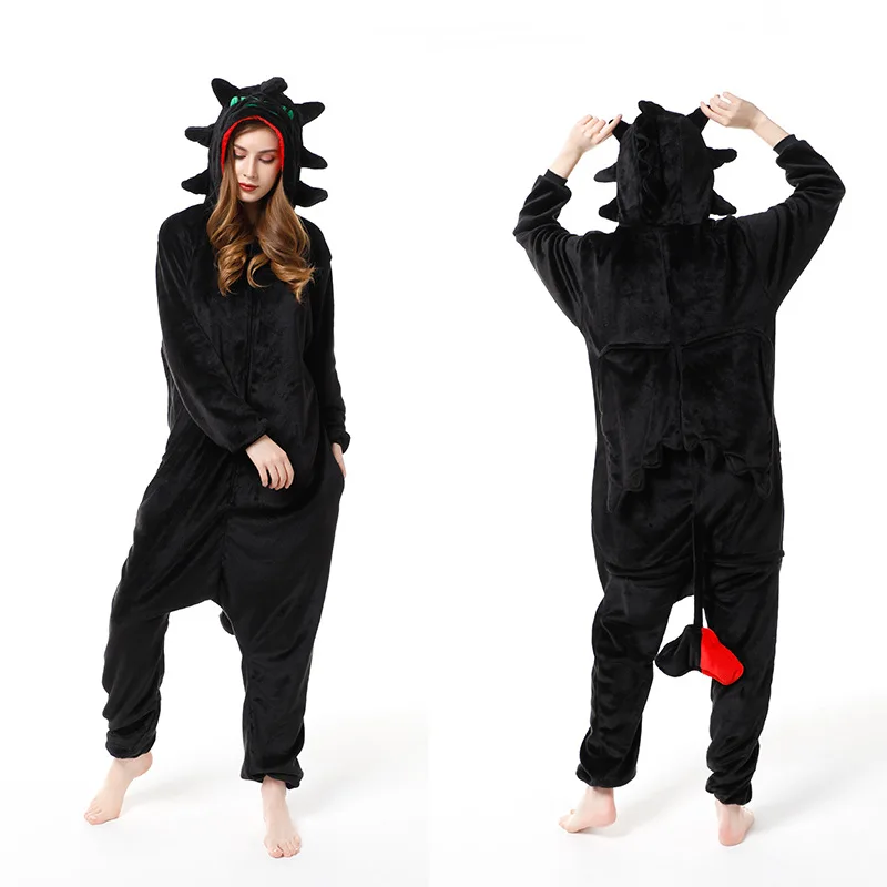 

The new winter 2020 men's Universal Flannel cartoon animal one-piece pyjamas for warm and lovely couples 1