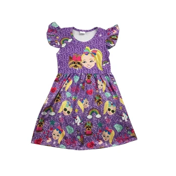 

Boutique hot sale cute girl puppy girl clothes purple dress