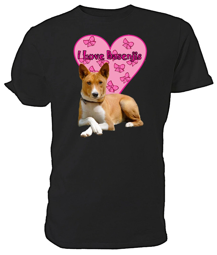 

I Love Basenjis T Shirt, - Choice Of Size & Colours! Basenji Dog Fashion Cool Tee Shirt