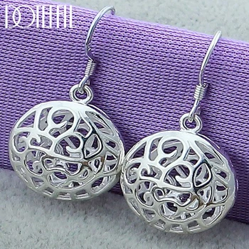 

DOTEFFIL 925 Sterling Silver Hollow Circle Round Drop Earrings For Woman Wedding Engagement Fashion Party Charm Jewelry