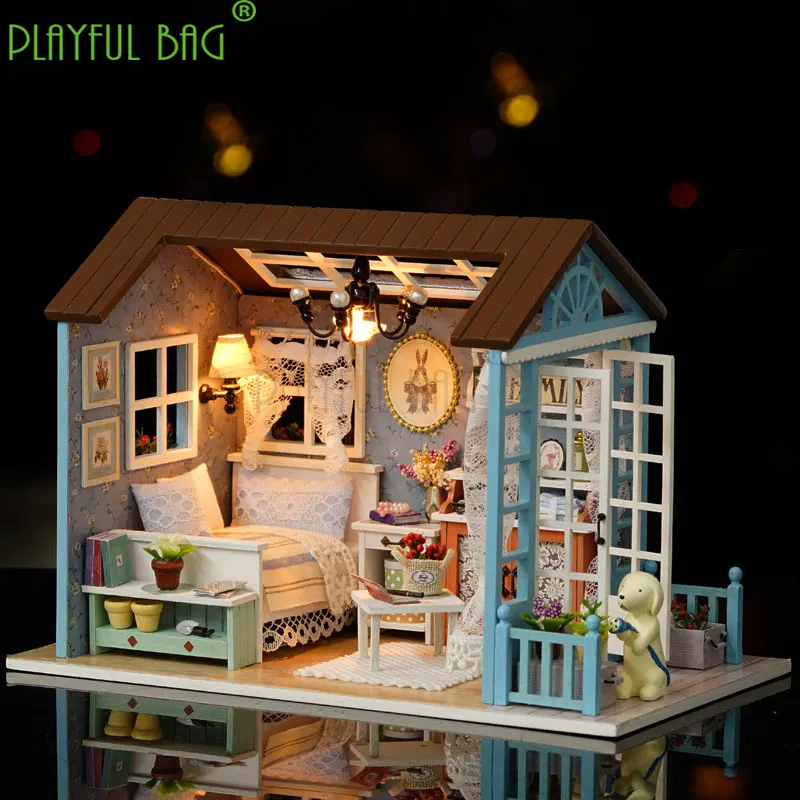 

PB Playful bag Wisdom fun house diy hut handmade assembly model house humanoid doll and accessories Senlan time toy gift ZD09