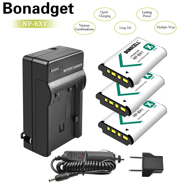 Bonadget 3 шт. NP BX1 Батарея Batteria Зарядное устройство для sony детали Cyber Shot DSC RX100 HX300 WX300 HDR