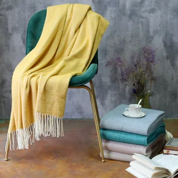 

Spring Autumn Knitted Throw Sofa Blanket With Tassel Shawl Scarf Bed Sofa Travel Airplane Air-condition Decor Blanket Bedspread
