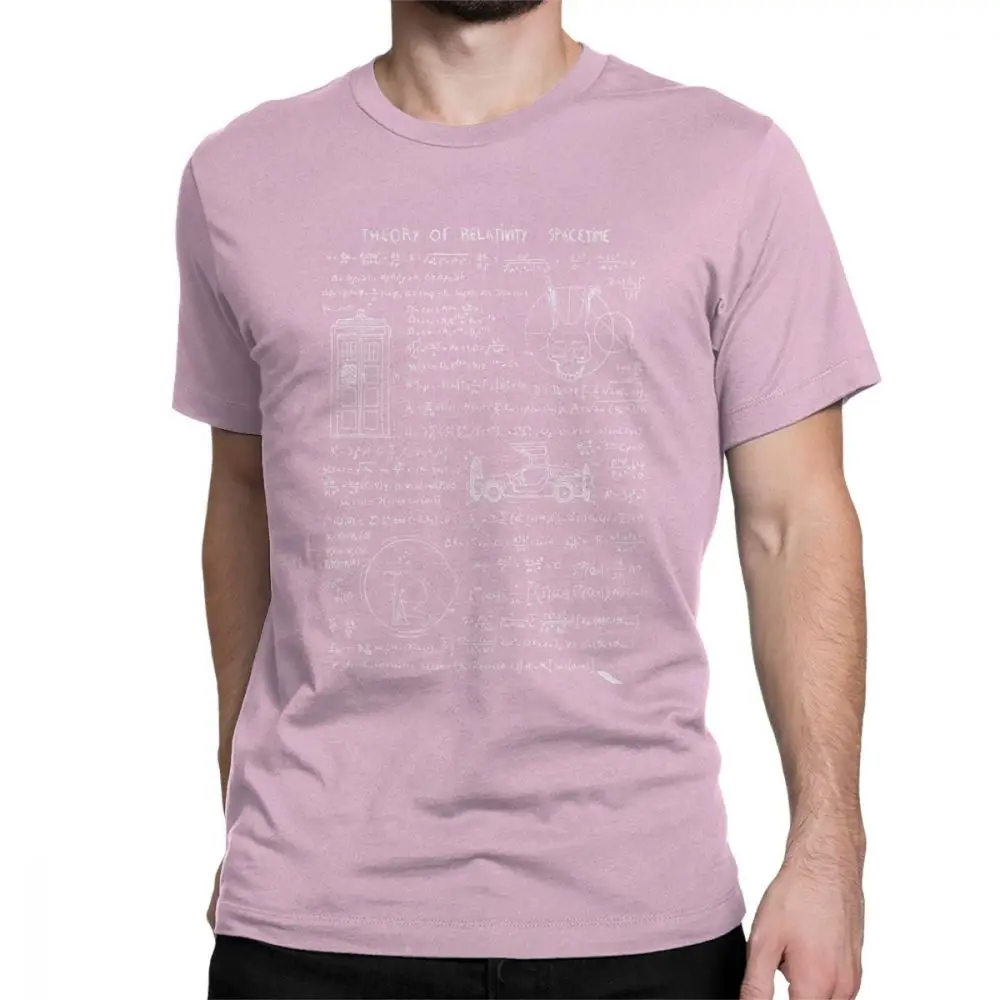 Футболки с теорией относительности в космическом времени, мужские футболки с Альбертом Эйнштейном Донни, хлопковая футболка с коротким рукавом, 4XL 5XL, топы - Цвет: Розовый