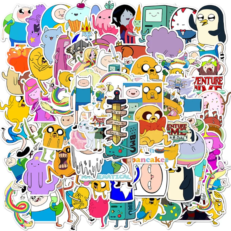 Adventure Time-funda de teléfono para motocicleta, grafiti, guitarra, monopatín, impermeable, pegatina de Graffiti, juguete al por mayor, 10/30/50 Uds.