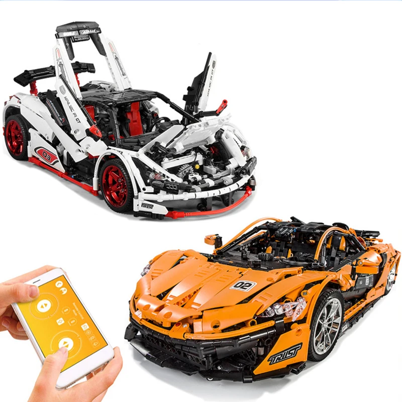 

legoinglys 13090 Technic Series P1 Orange Racing Car Set APP RC Model Building Blocks Power Motor Function compatible 20087