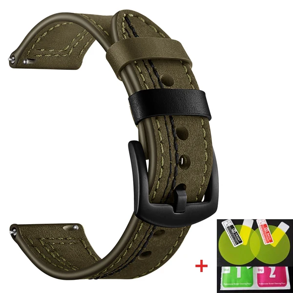 green YHNUJM кожаный ремешок для Xiaomi Huami Amazfit Stratos Amazfit 2 Pace Смарт-часы - Цвет: green