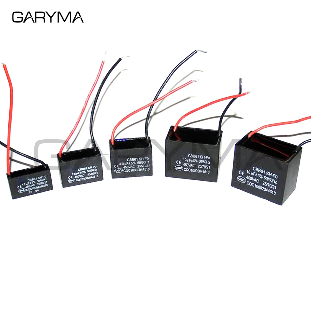 Fan Capacitor CBB61 450V 1uF 1.2uF 1.5uF 1.8uF 2.0uF 2.5uF 3.0uF 3.5uF 4.0uF 4.5uF 5.0uF 6.0uF 7.0uF 8.0uF 10uF 16uF 20uF