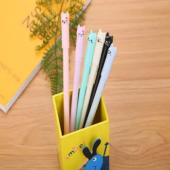 

4pcs Creative Gel Pen Black Ink Cute Cartoon Animals Cat Tail Neutral Pen Student With Full Needle Black Pen Stationery Supplies