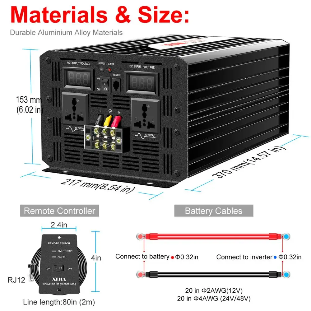 Cobra 3200w Pure Sine Wave Inverter 12v/24v/48v To 110v/220v With Digital  Display