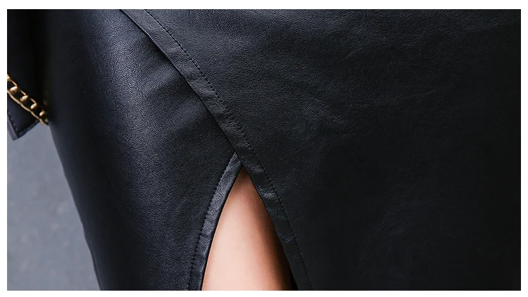 Новинка 2019, Женская юбка миди из искусственной кожи, черная, высокая талия, ассиметричная, сексуальная, с разрезом, облегающая