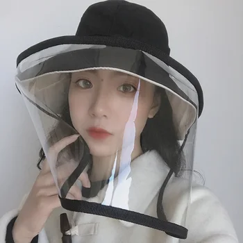 

Kids Anti-droplet Spreading Mask Hat Children Anti-virus Mask Hat Bucket Cap Hat Cartoon Protect Hats Teens Protection Cap