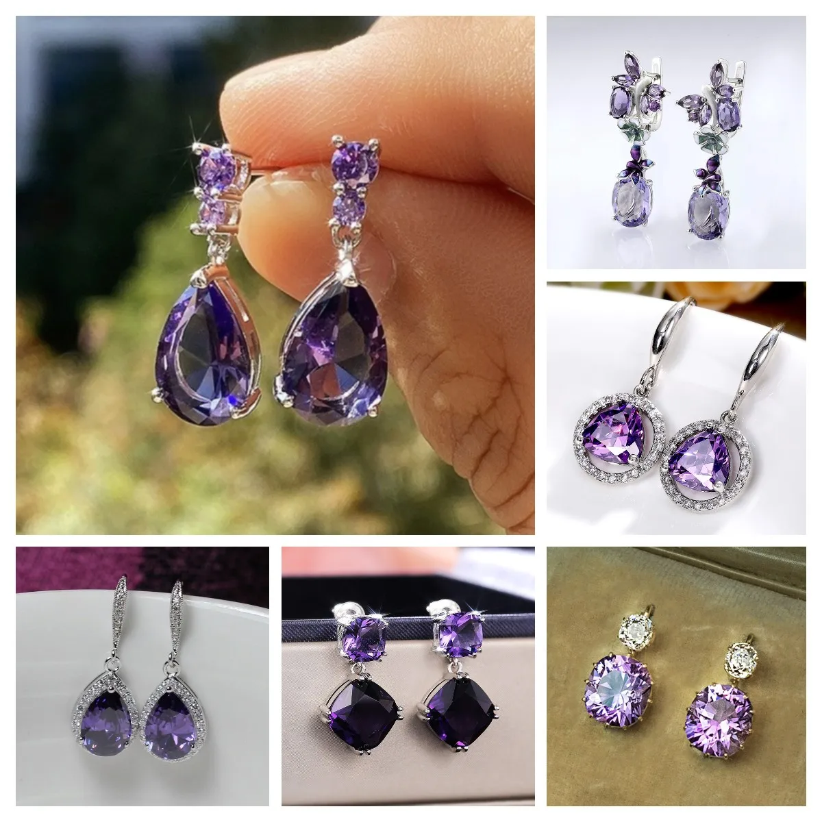 Charming Drop Earrings for Women Dazzling Purple Zirconia Elegant Female Exquisite Lady Party Accessories Fancy Jewelry drop earrings dangle earrings