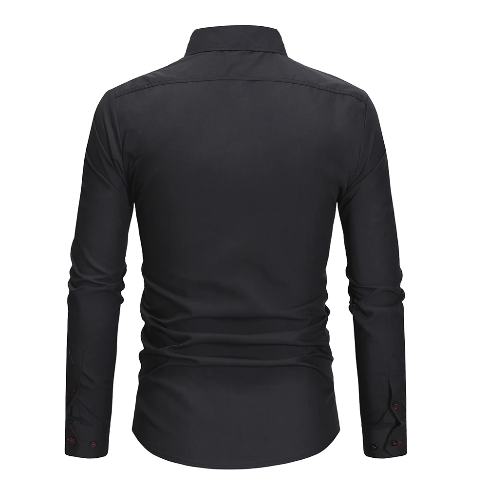 Для Мужчин's Повседневная рубашка Slim Fit Для Мужчин's Повседневное на пуговицах Рубашка мужская с длинным рукавом официальные сорочки Для мужчин мужской Костюмы