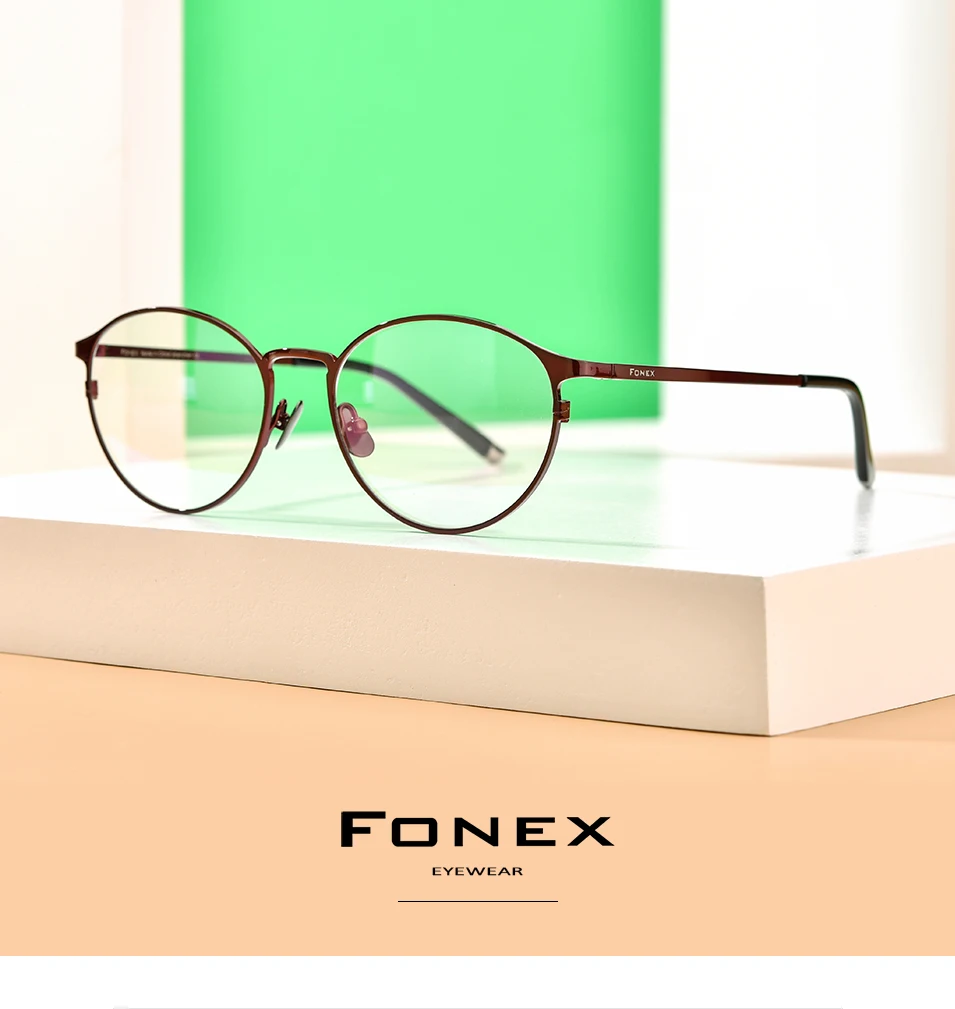 FONEX очки из чистого титана, мужские винтажные круглые брендовые дизайнерские оправы для очков, женские классические оптические очки по рецепту 8501
