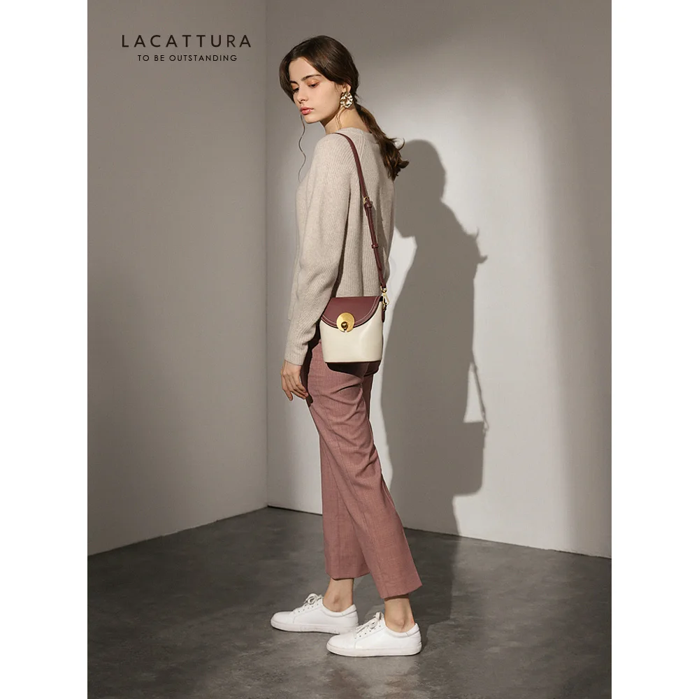 LACATTURA, Маленькая женская сумка-мешок, модные сумки через плечо, дизайнерские сумки, милые женские сумки через плечо с двумя ремешками