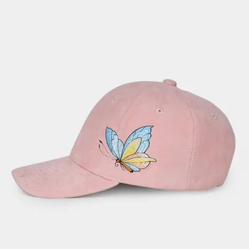 

Diamond 1800 Autumn & Winter Hat Women's Suede Embroidered Baseball Cap Outdoor Casual Brim Hat Manufacturers pink Butterfly