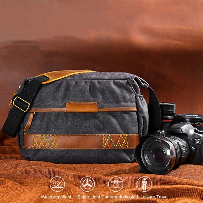 FFYY-Vintage Waterproof Batik Canvas Camera Bag Shoulder Photography Bag for Canon Nikon Sony Dslr Camera