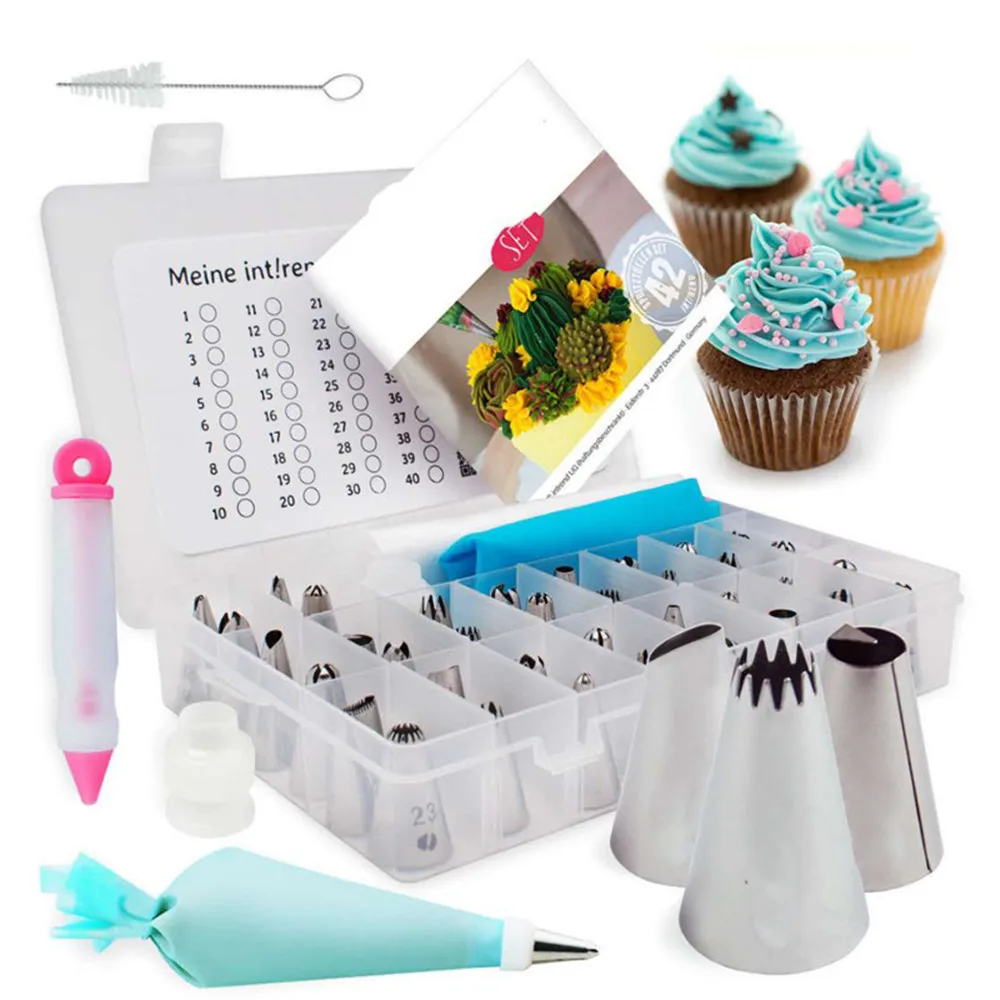 60pcs Cake Decorating Kit Set Baking Accessories Turntable Stands Cake Tips Icing Smoother Spatula Piping Pastry Bags Tools