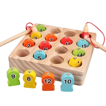 

netic Fishing Game Toy Wooden Toys for Children with Fish Rod Kids nets Game